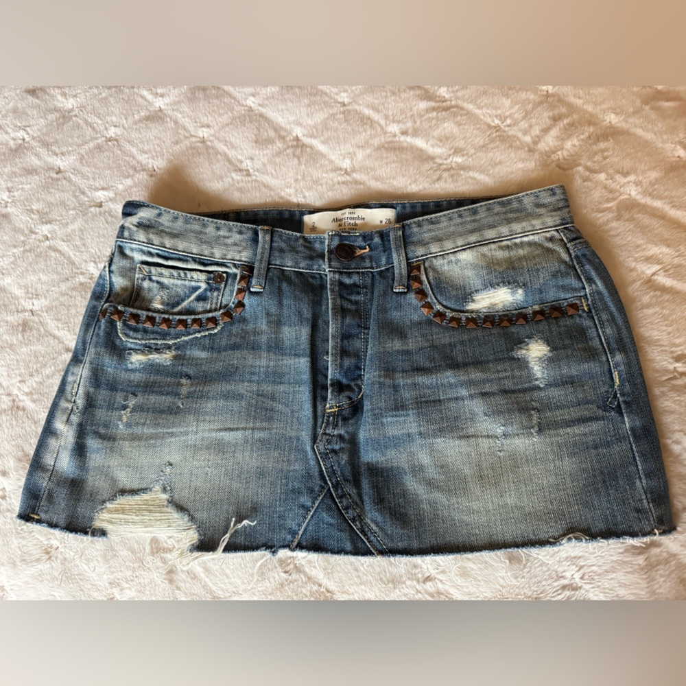 Abercrombie & Fitch Distressed Blue Mini Skirt